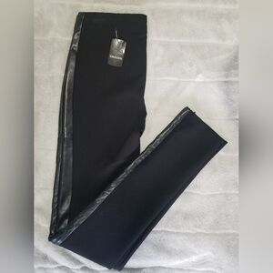 DANIER Slim Fit Pants with Leather Trim Size 8 or IT 42 / UK 12